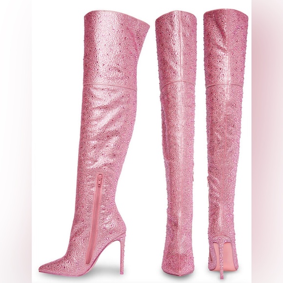 Steve Madden Vivianne Pink Thigh High Heeled Boots